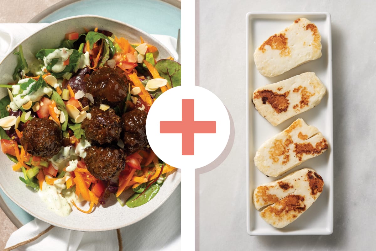 Quick Mediterranean Haloumi & Beef Meatballs