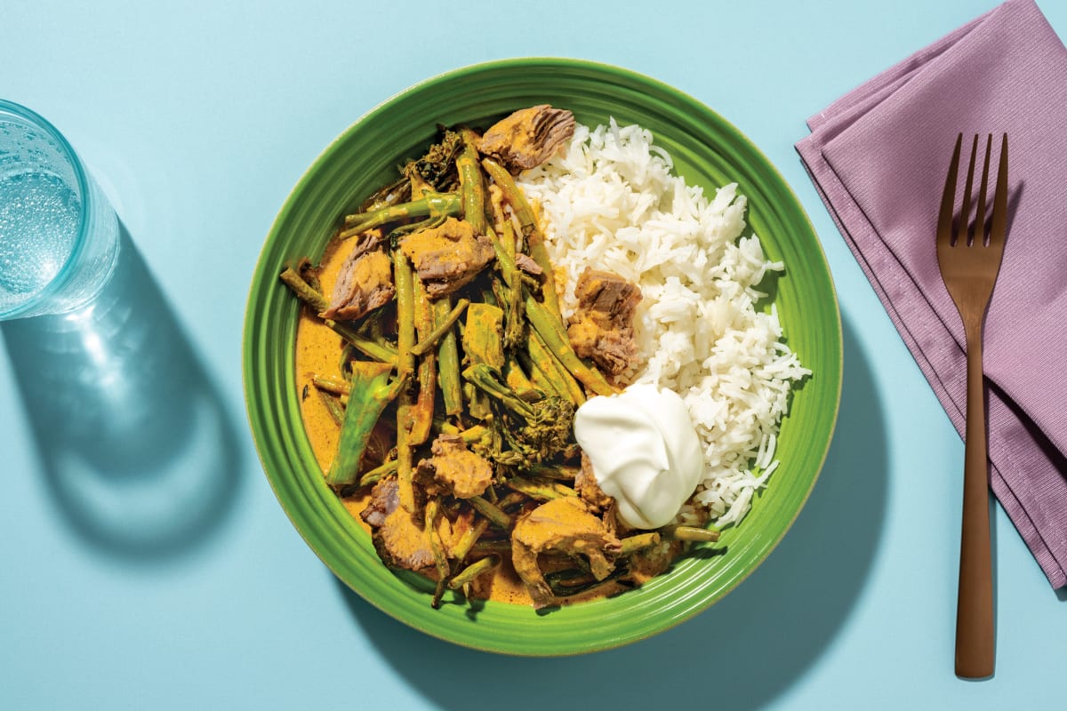 Bengali Beef Brisket & Veggie Curry with Buttery Rice & Greek Yoghurt