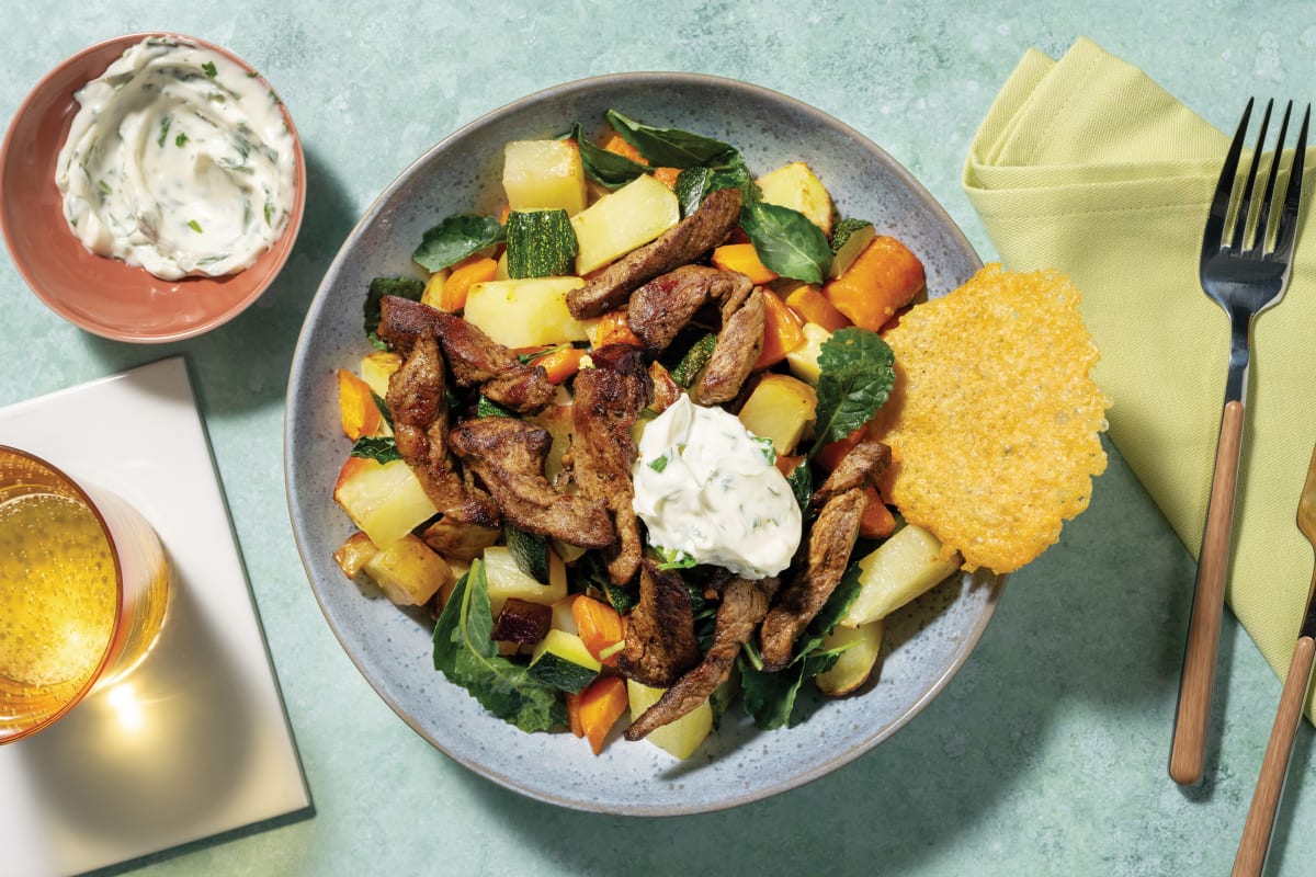 Aussie Beef & Roast Veggie-Kale Bowl