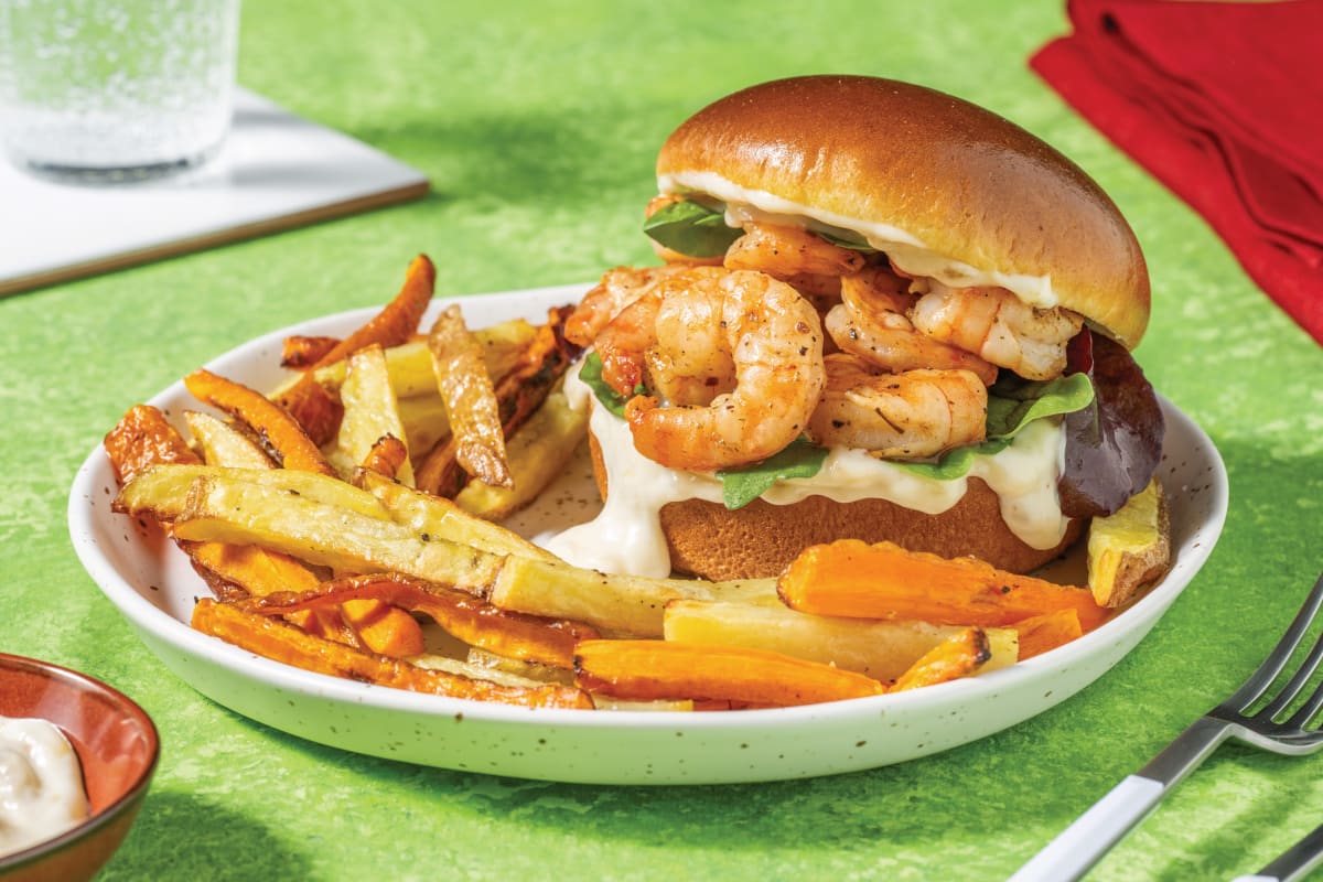 Tropical Lemon Pepper Prawn Burger