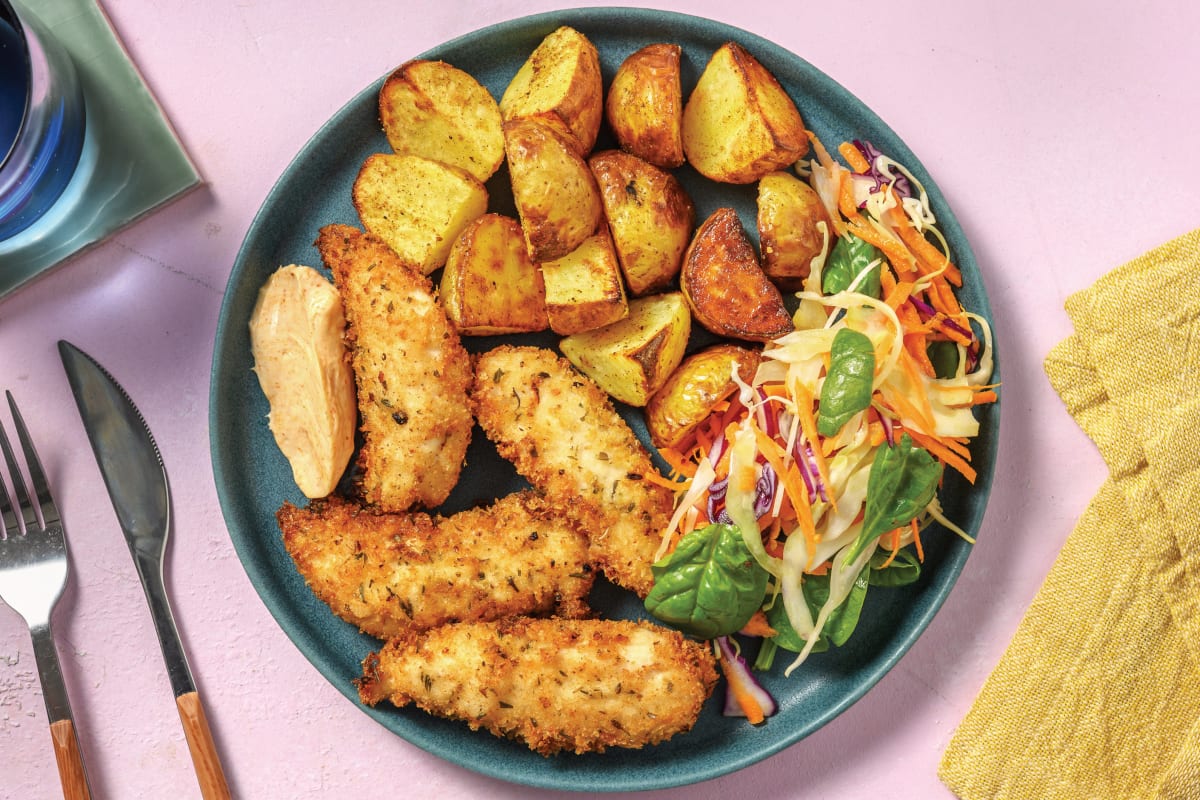 Crumbed Chicken & Spinach Slaw