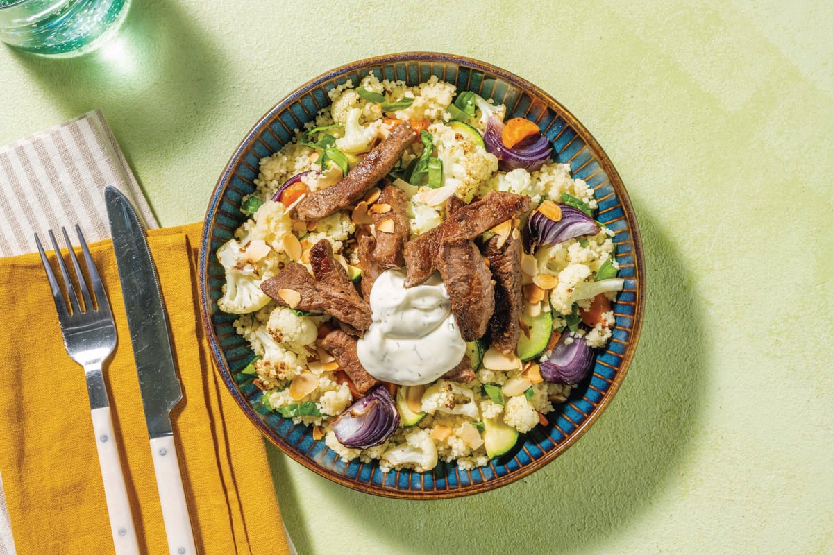 Easy Aussie Beef & Roast Veggie Couscous