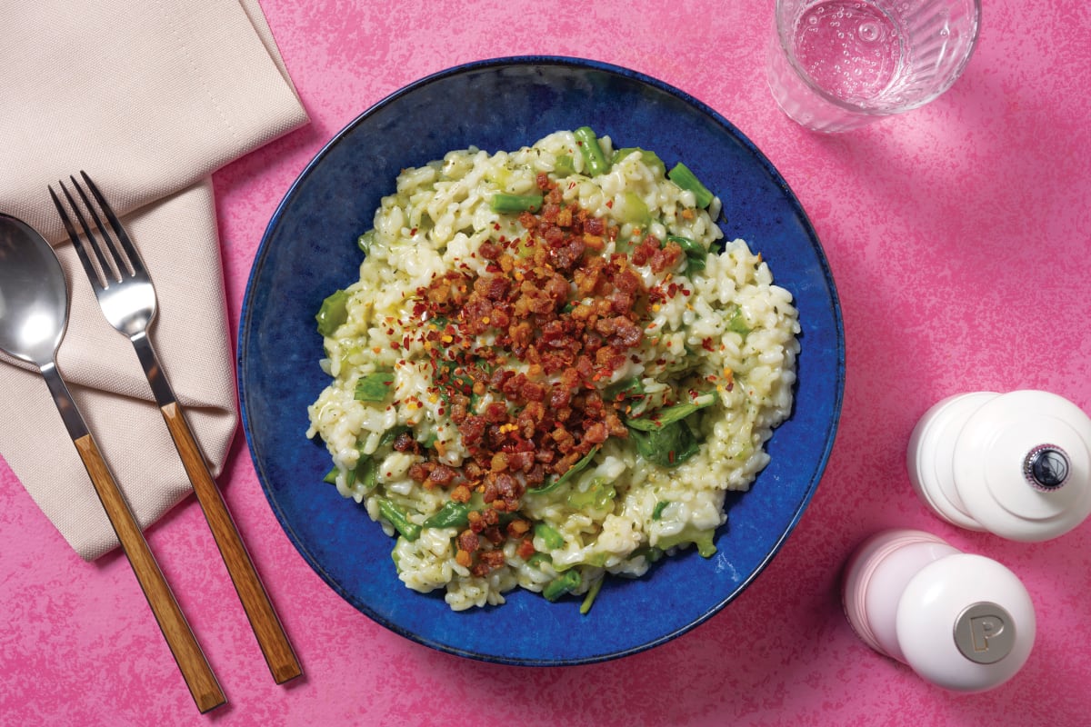 Plant-Based Bac’n & Green Veggie Risotto