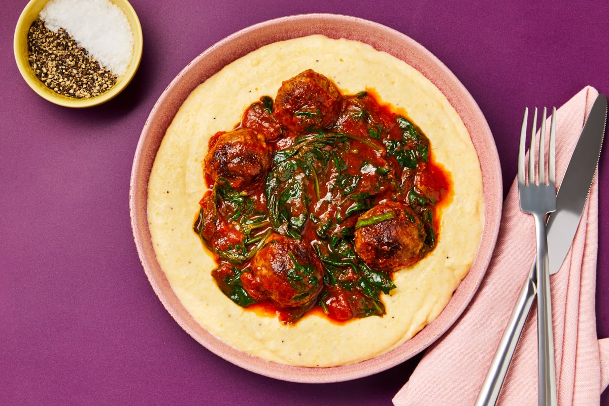 Meatball Ragù over Parmesan Polenta