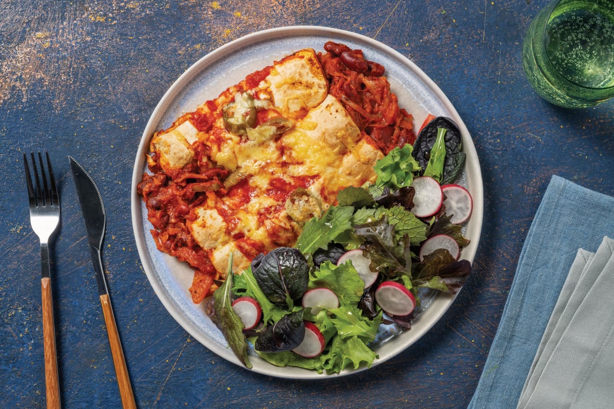 Cheesy Kidney Bean & Veggie Enchiladas