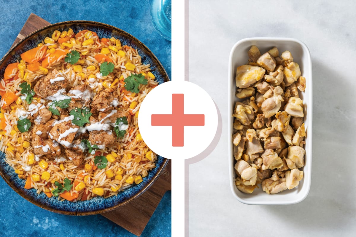 Double Salt-Pepper Chicken & Asian Veggie Rice