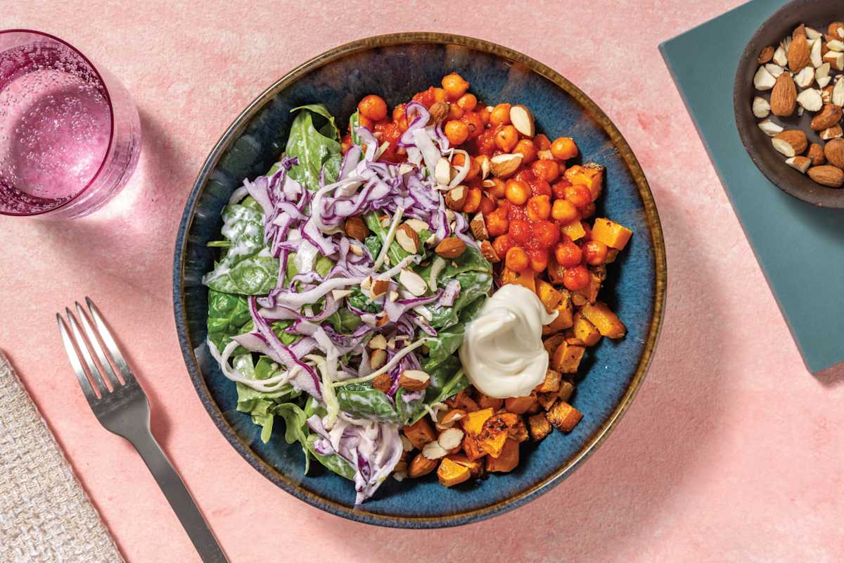 Paprika Chickpea, Prawns & Pumpkin Buddha Bowl