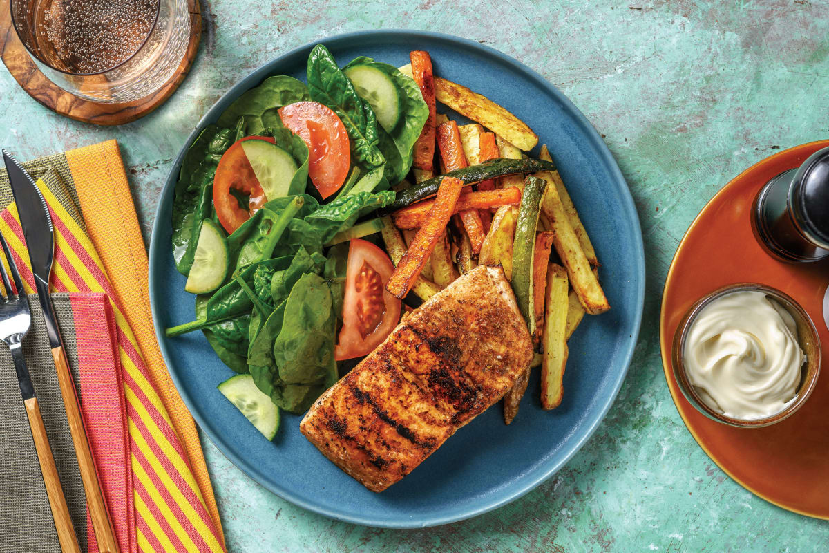 Aussie-Spiced Salmon & Veggie Fries