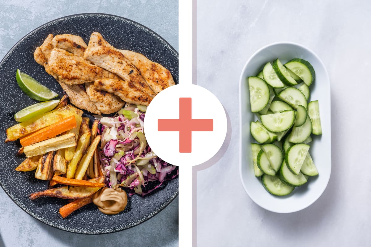 Tex-Mex Baked Chicken & Cucumber Slaw