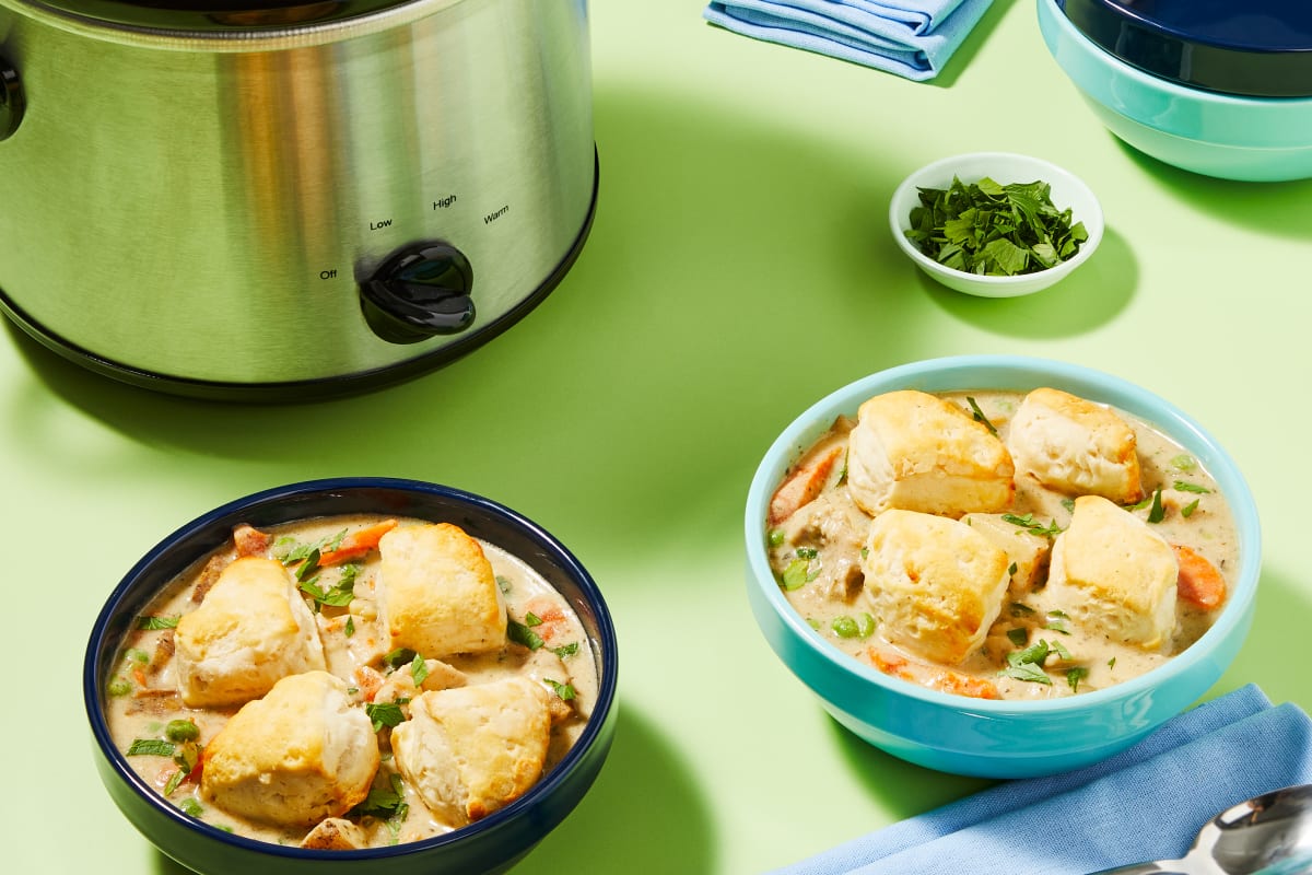 Slow Cooker Chicken & Biscuits Soup