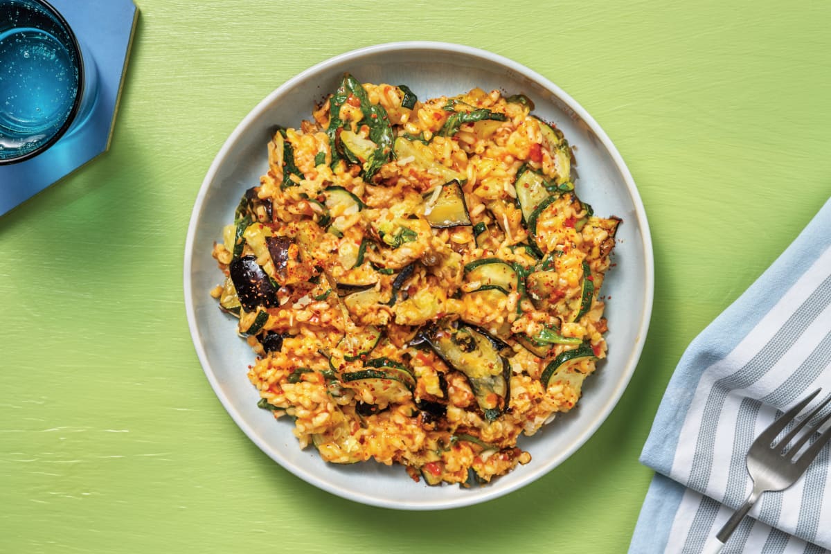 Rustic Roasted Eggplant & Veggie Risotto