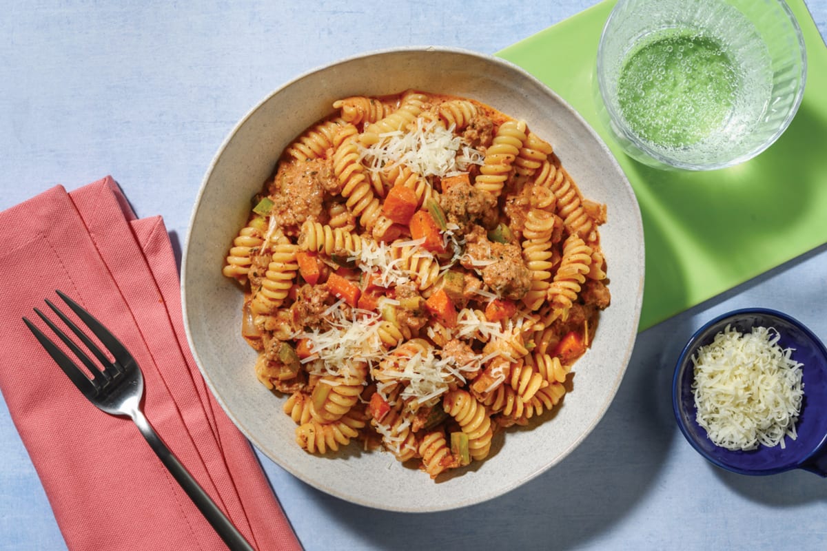 Nan’s Creamy Pork Sausage Fusilli