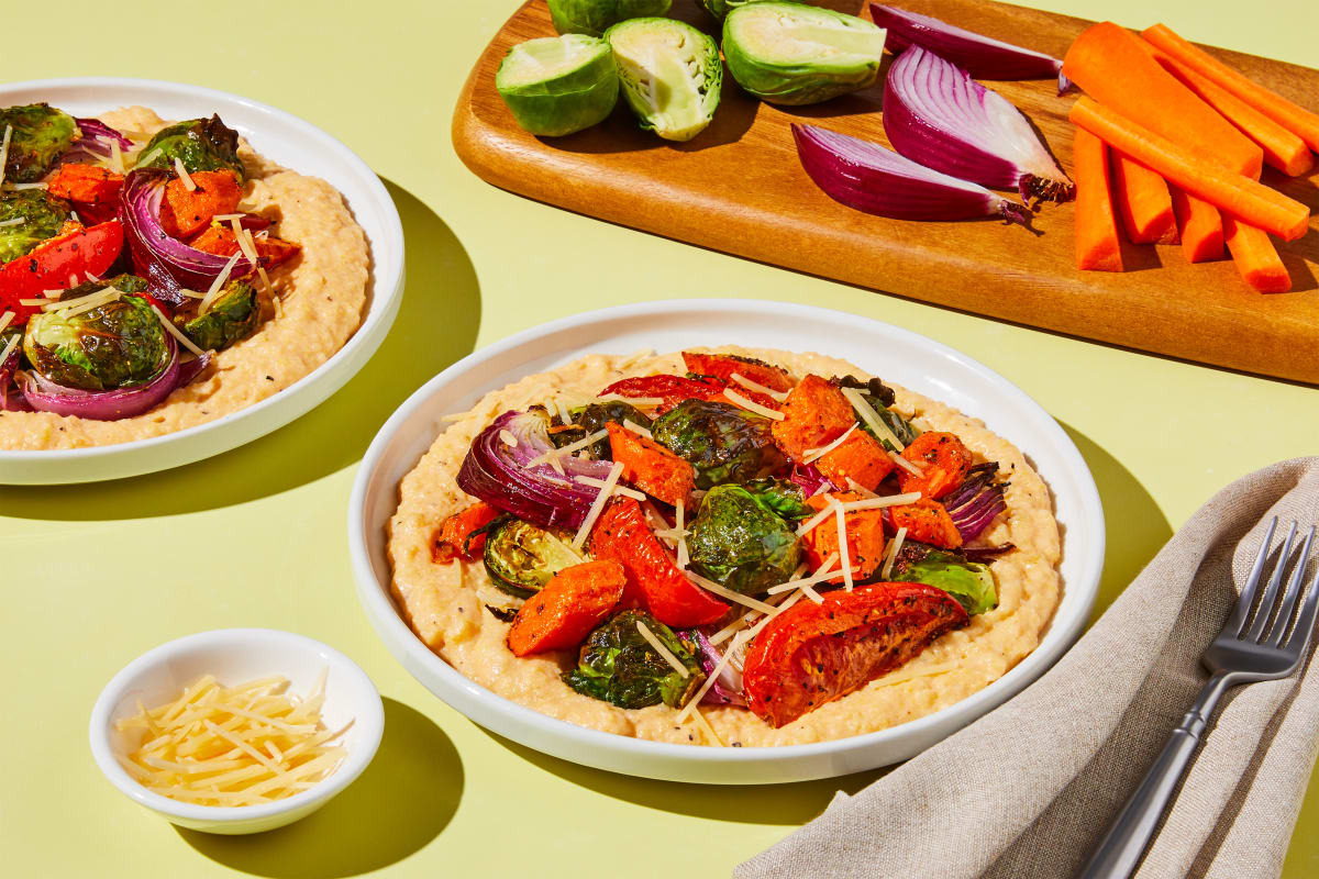 Tuscan Polenta Bowls with Brussels Sprouts