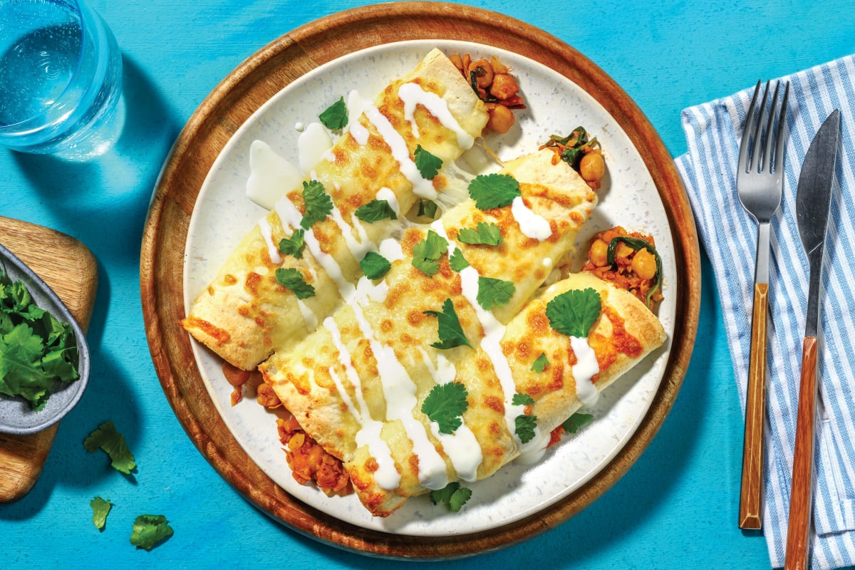 Mexican Smashed Chickpea Enchiladas