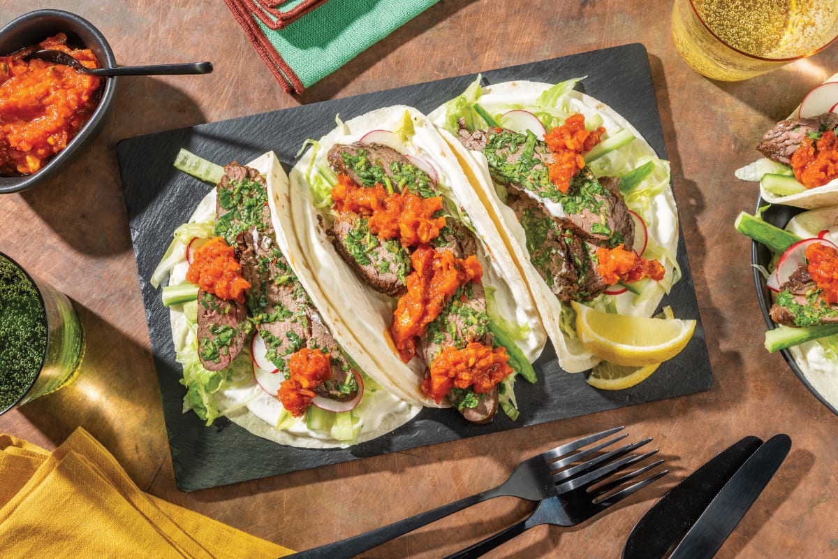 Carne Asada Beef Rump Tacos & Salsa Verde