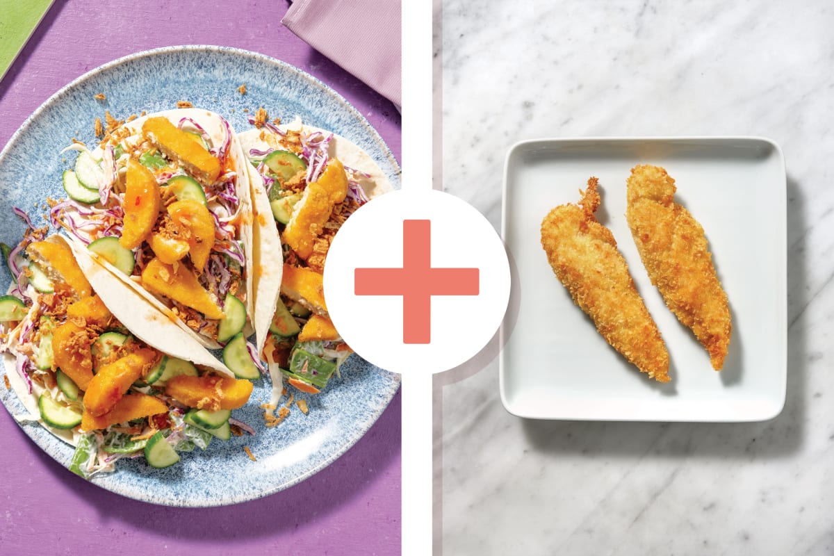 Asian-Style Plant-Based Double Crumbed Chick'n Tacos