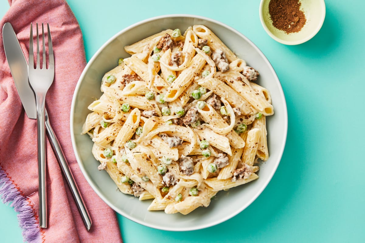 Creamy Truffle Penne with Beef