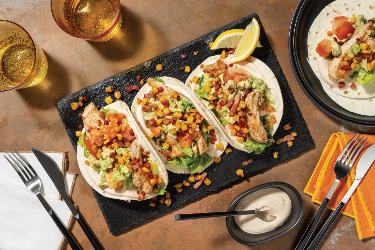 Mexican Chicken & Bacon-Corn Tacos