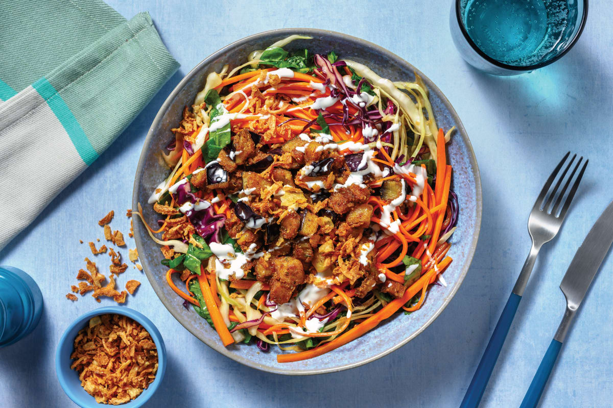 Crispy Asian Eggplant & Carrot Noodle Salad