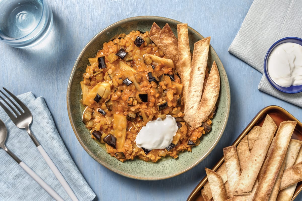 Indian Eggplant, Lentil & Coconut Dhal