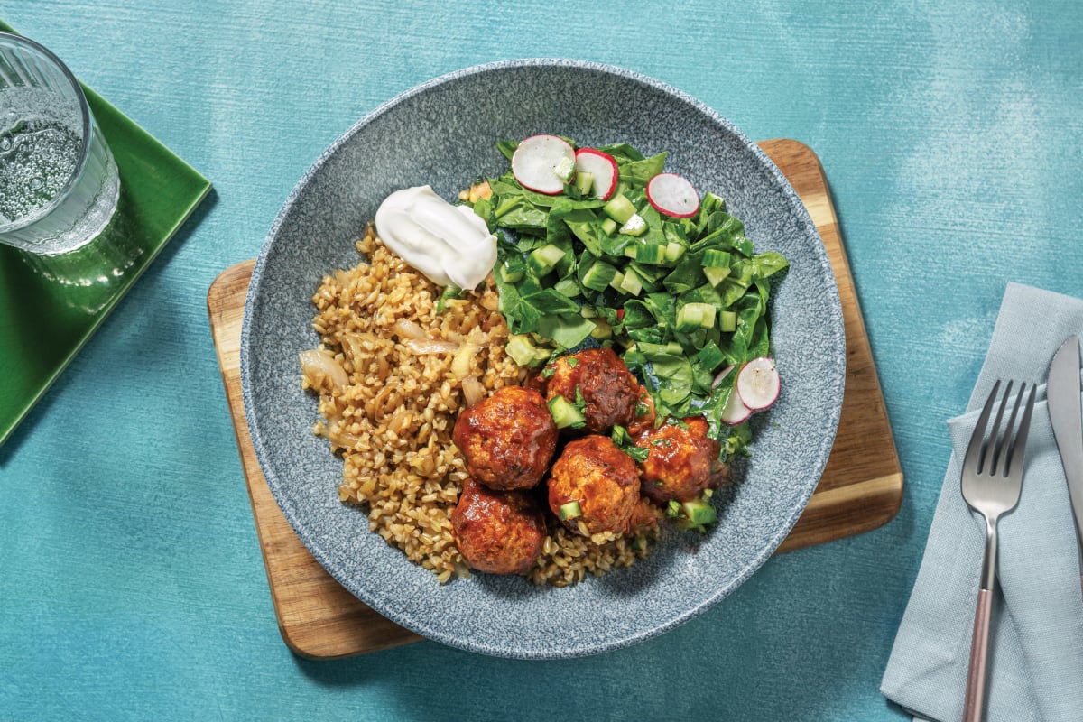 Chipotle Pork Meatballs & Brown Rice