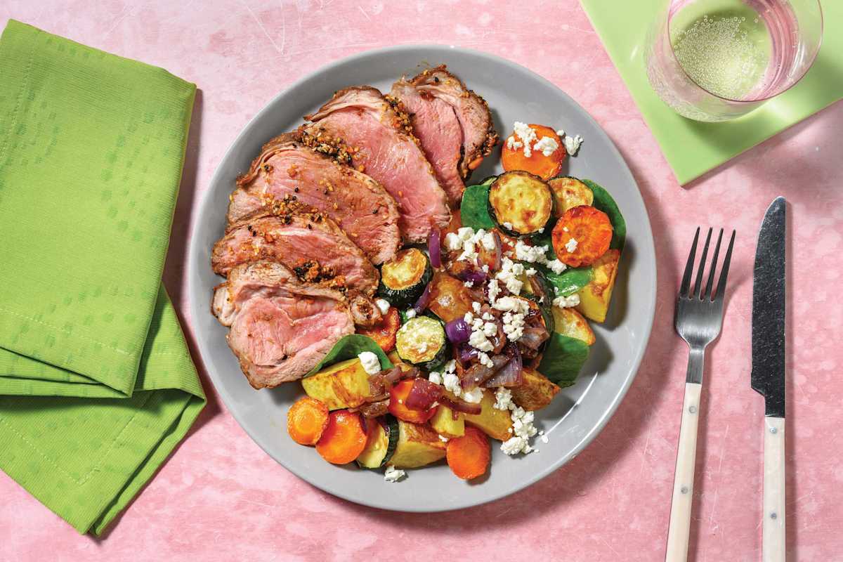 Dukkah Lamb Rump & Roast Veggie Salad