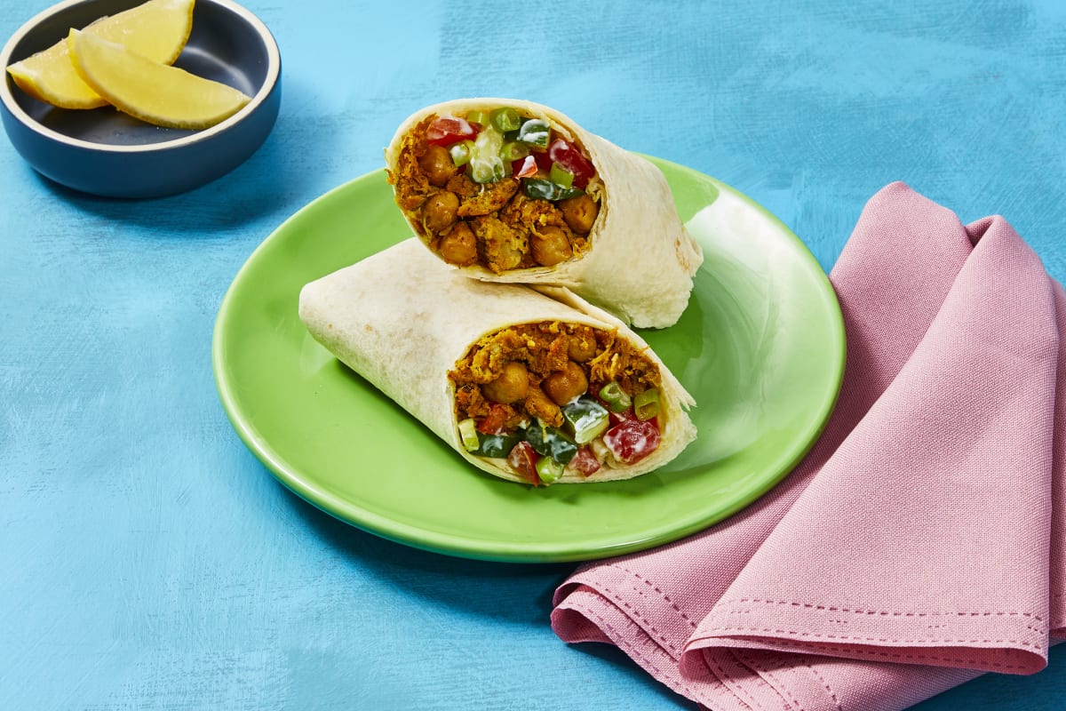 One-Pan Pulled Pork & Chickpea Wraps