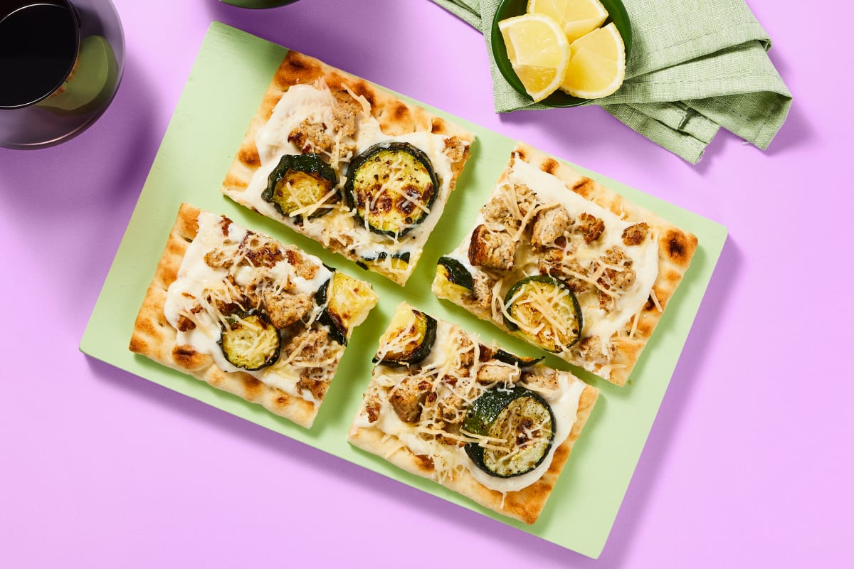 Chicken Sausage & Zucchini Flatbreads