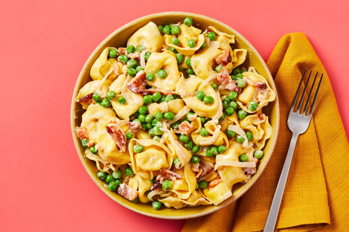 Tortelloni with Peas & Bacon