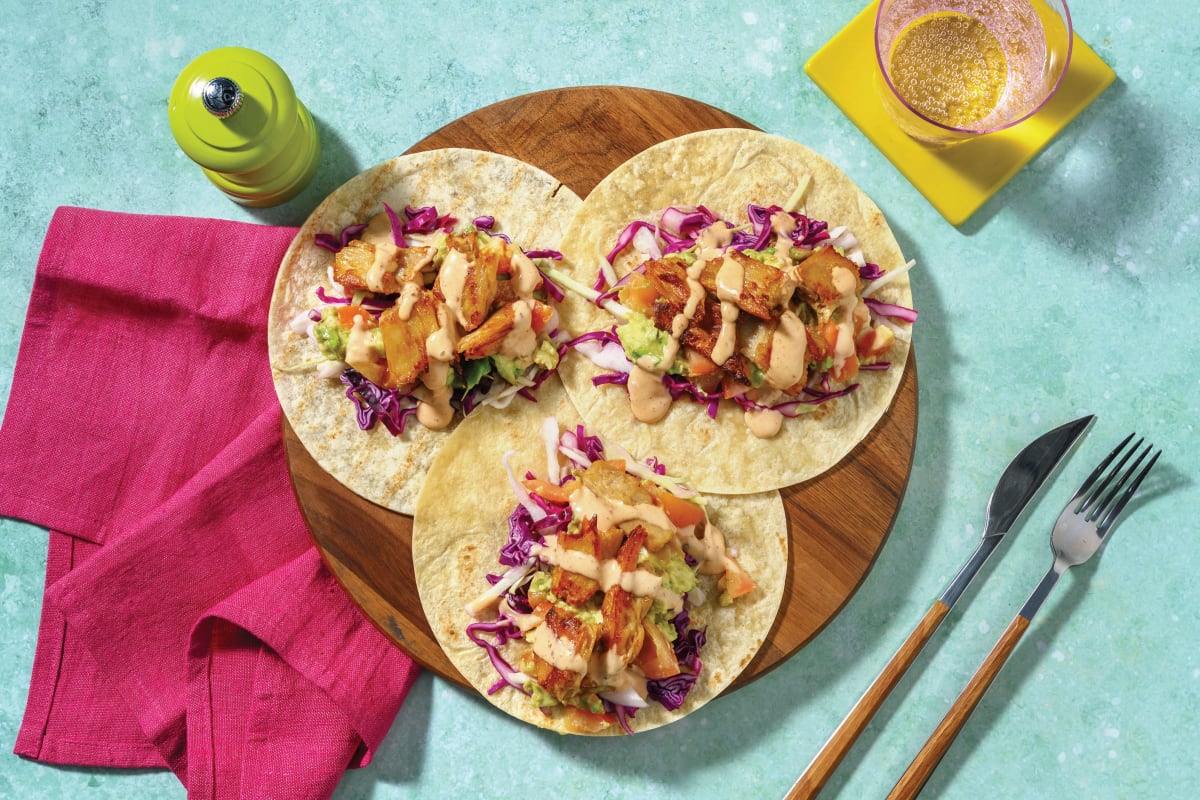 Crumbed Plant-Based Chick'n & Slaw Tacos