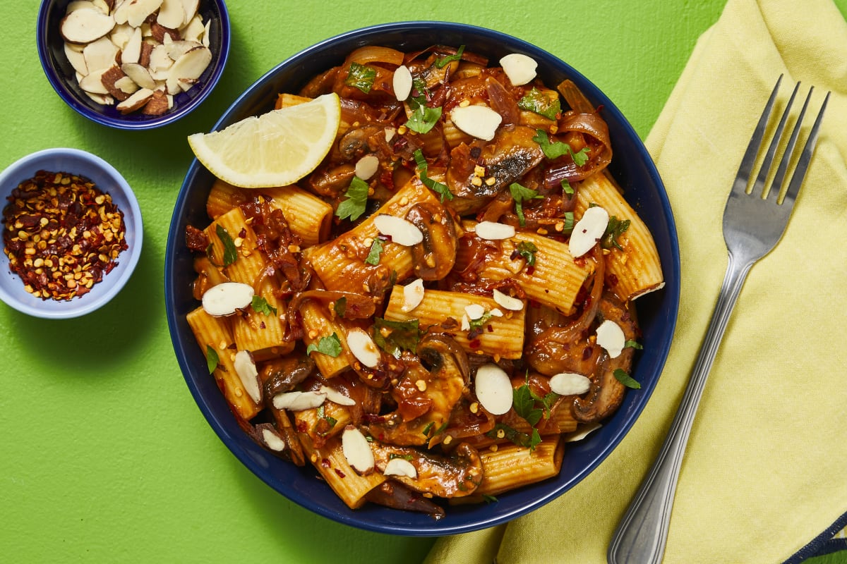 Vegan Creamy Tomato & Mushroom Rigatoni