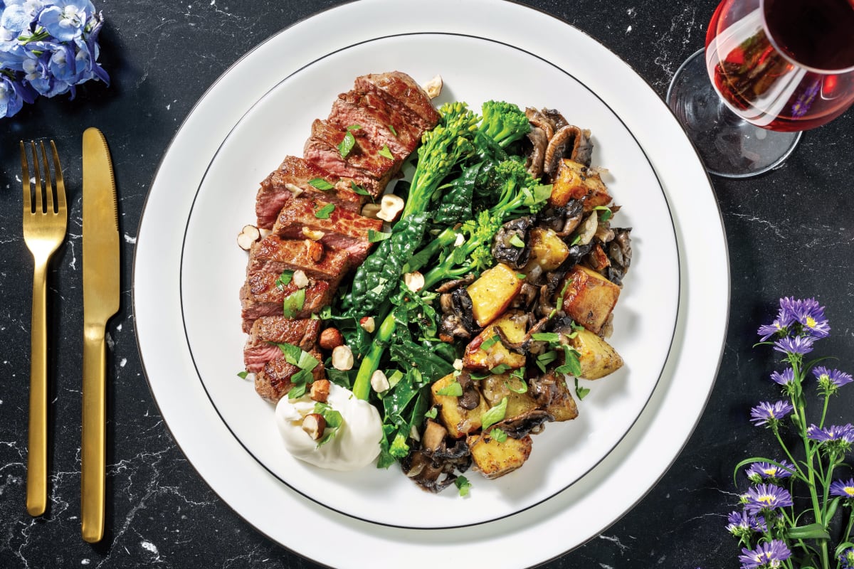 Venison Steak & Parmesan Mushroom Potatoes