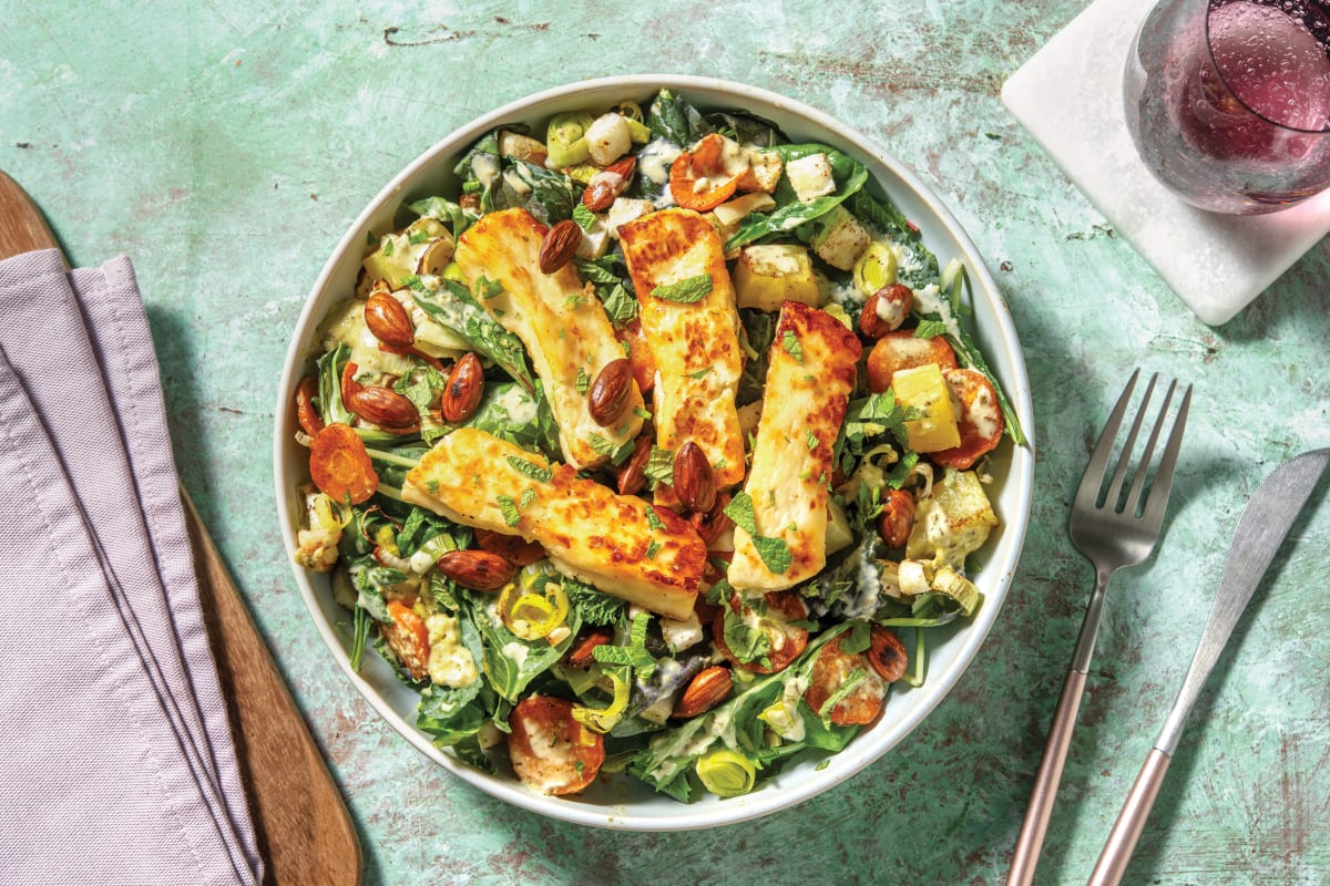 Honey Haloumi & Creamy Roast Veggie Salad