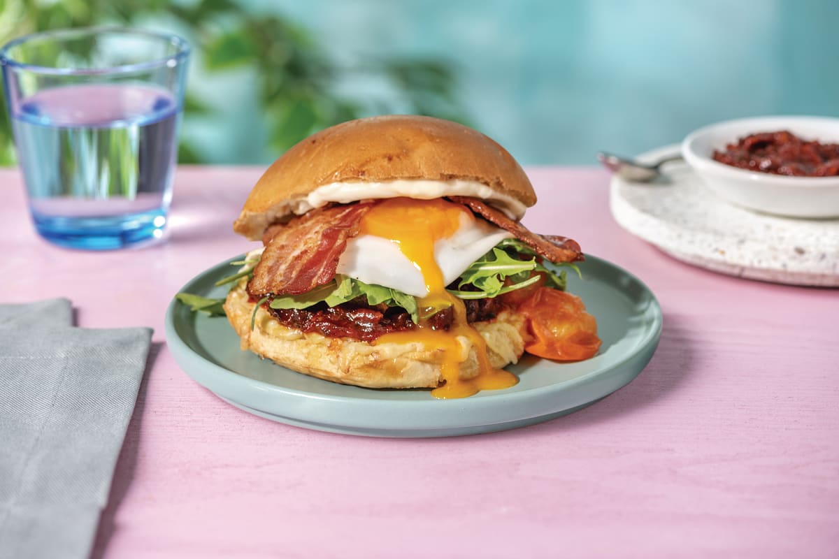 Bacon & Egg Cheesy Brunch Burger