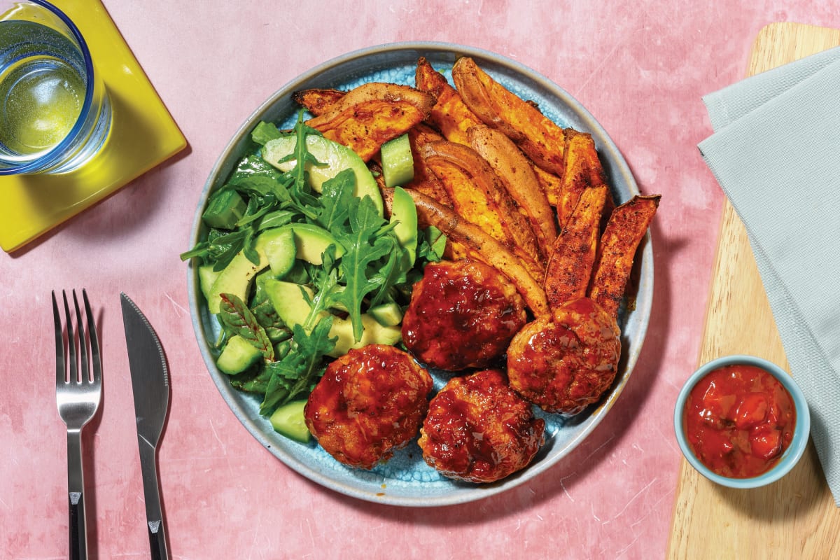 All-American Pork Rissoles & Avocado Salad