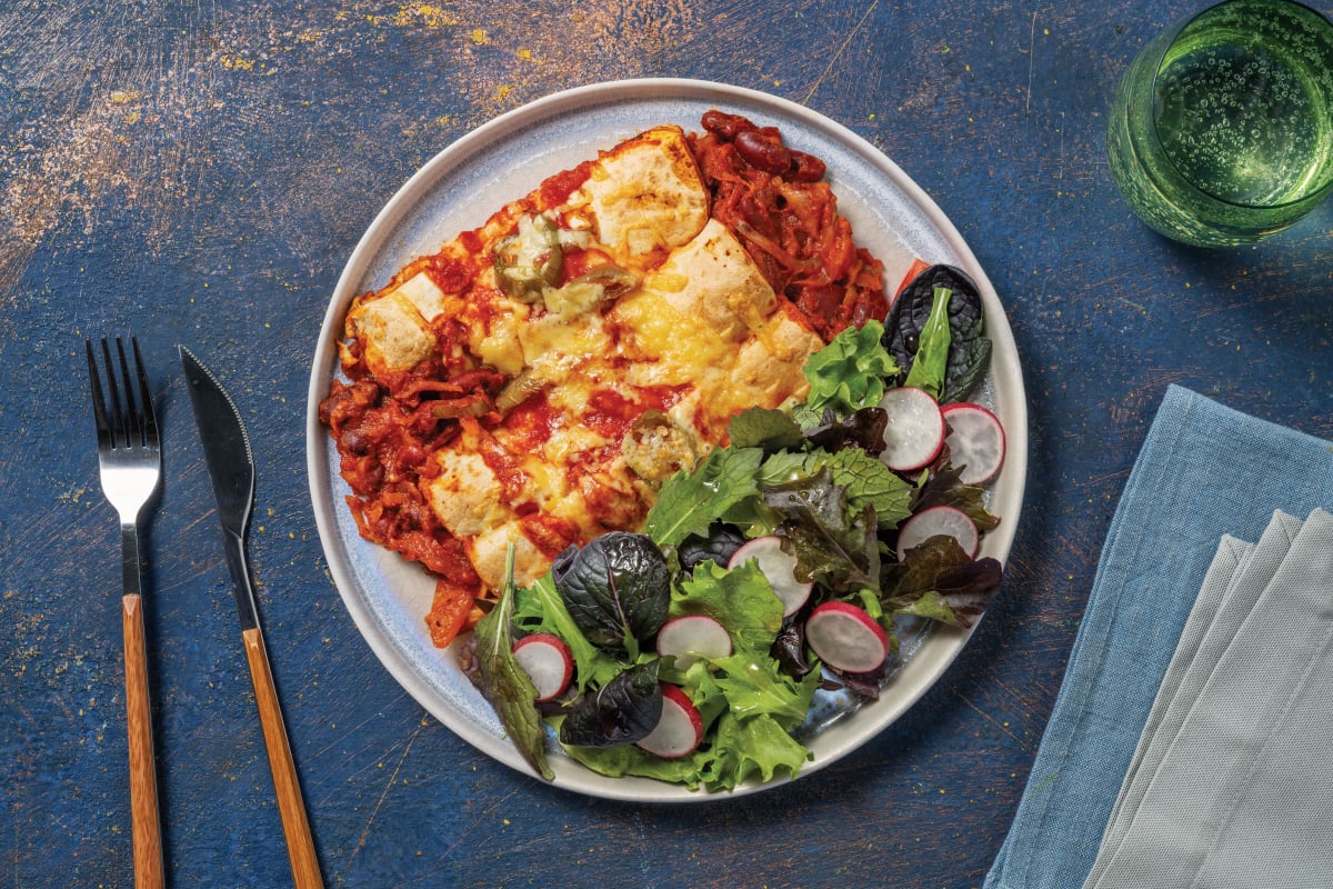 Cheesy Beef & Kidney Bean Enchiladas 