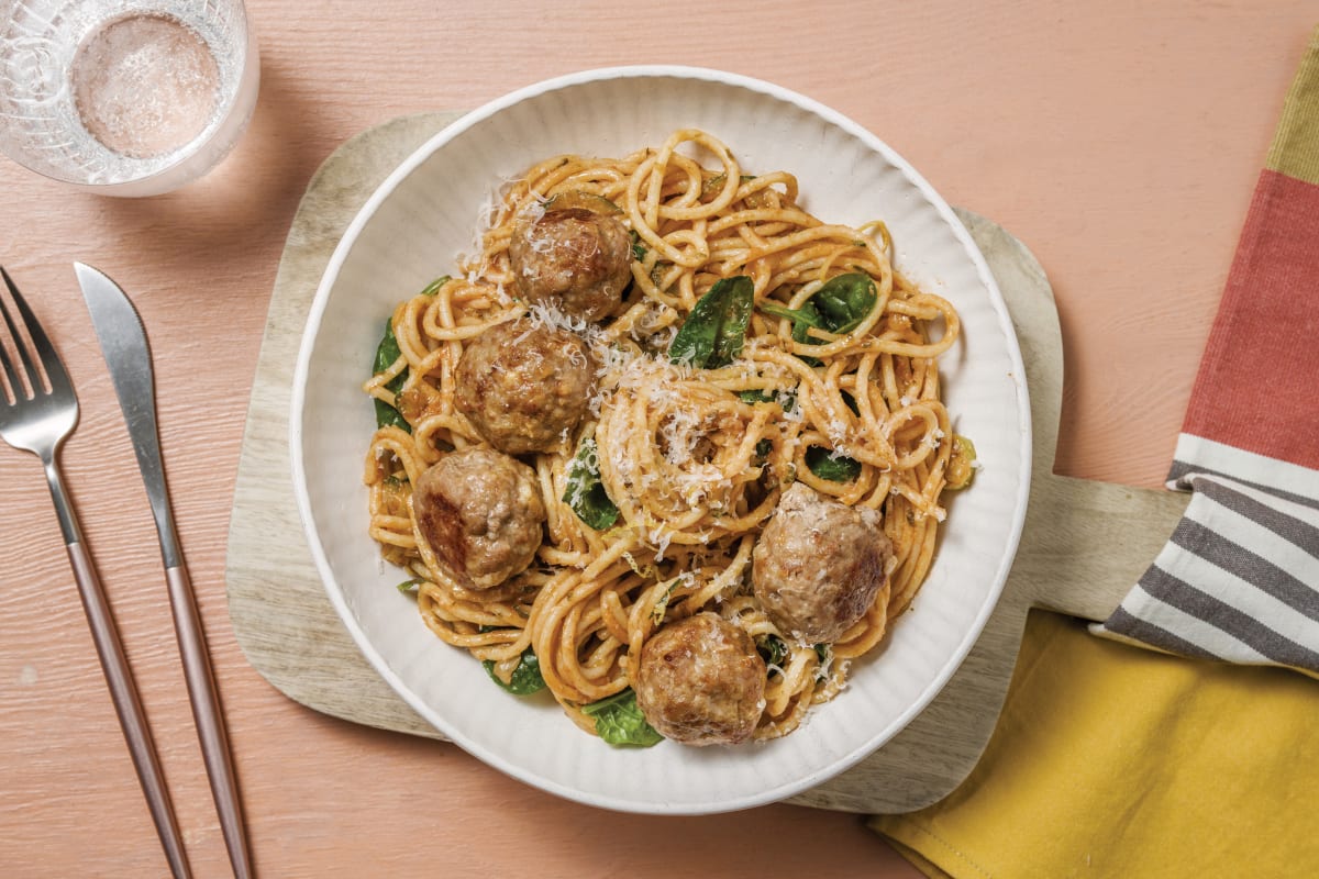 Comforting Pork Meatball Fettuccine