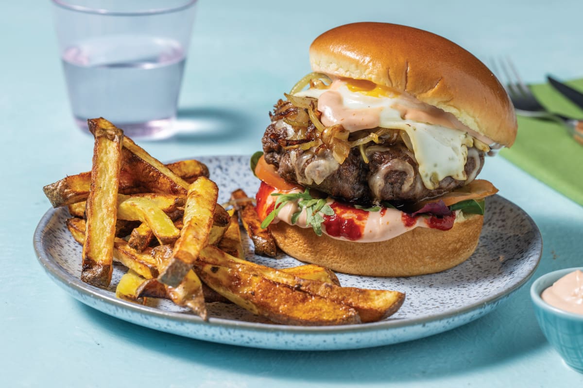 Aussie Beef Cheeseburger & Herby Fries