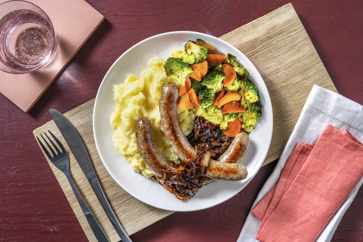 Beef Sausages & Parmesan Mash