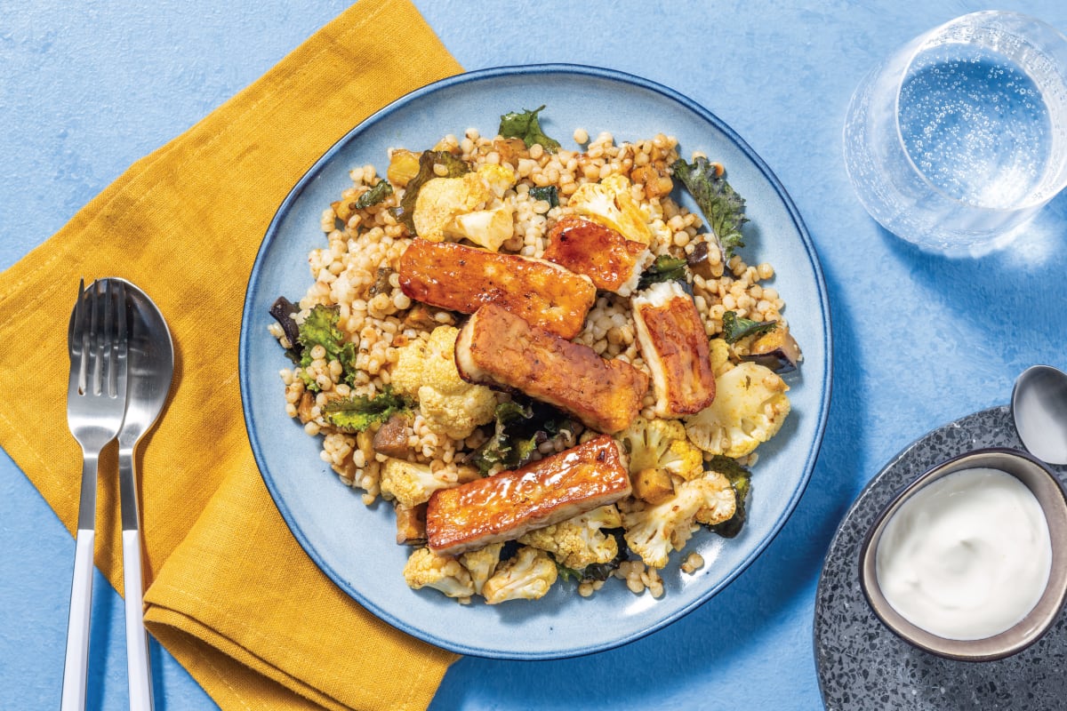 Pomegranate Haloumi & Israeli Couscous