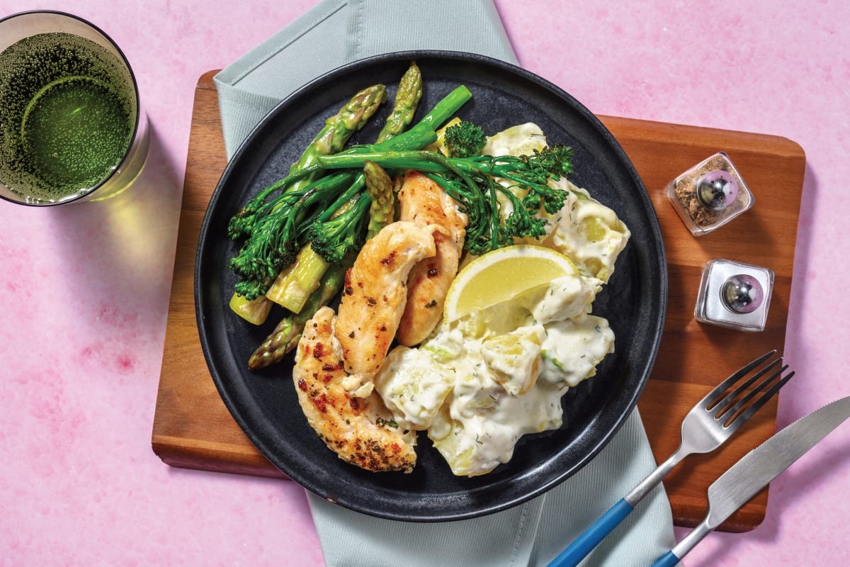 Zesty Honey Chicken Strips & Garlic Veggies