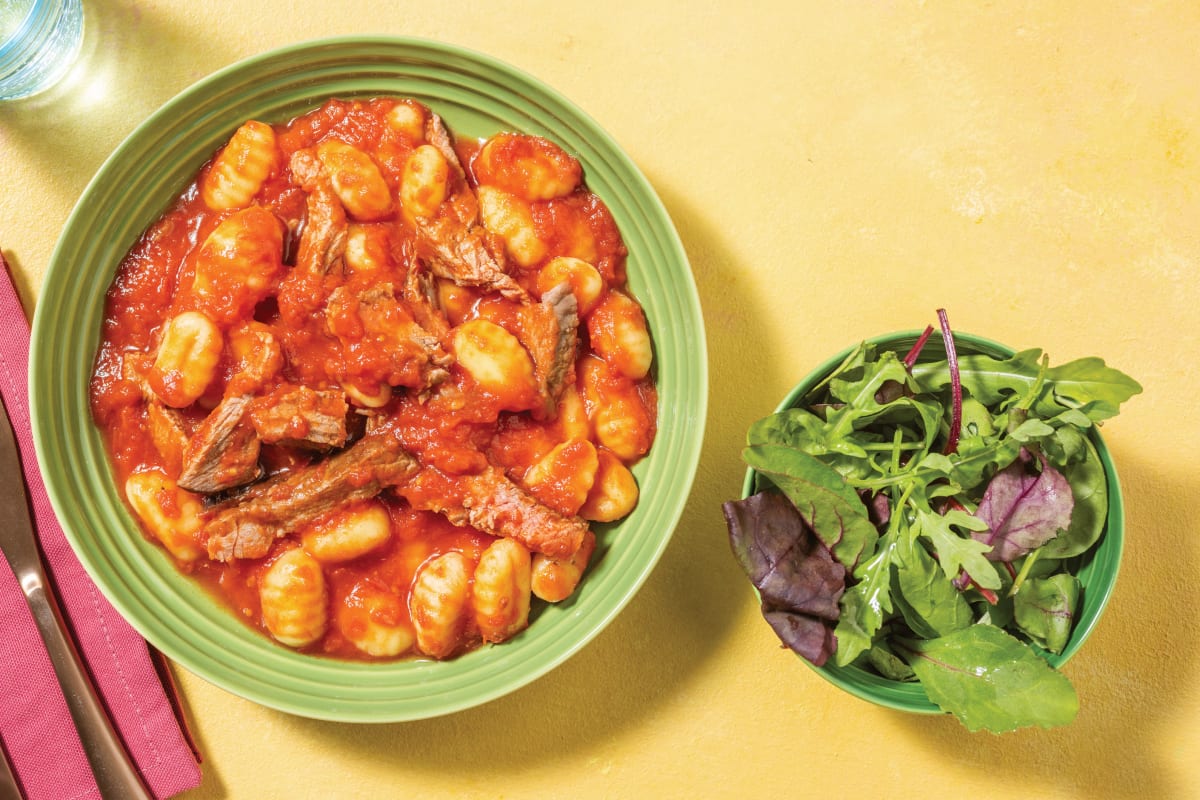 Tender Beef Brisket Ragu & Gnocchi Bake with Deluxe Salad Mix