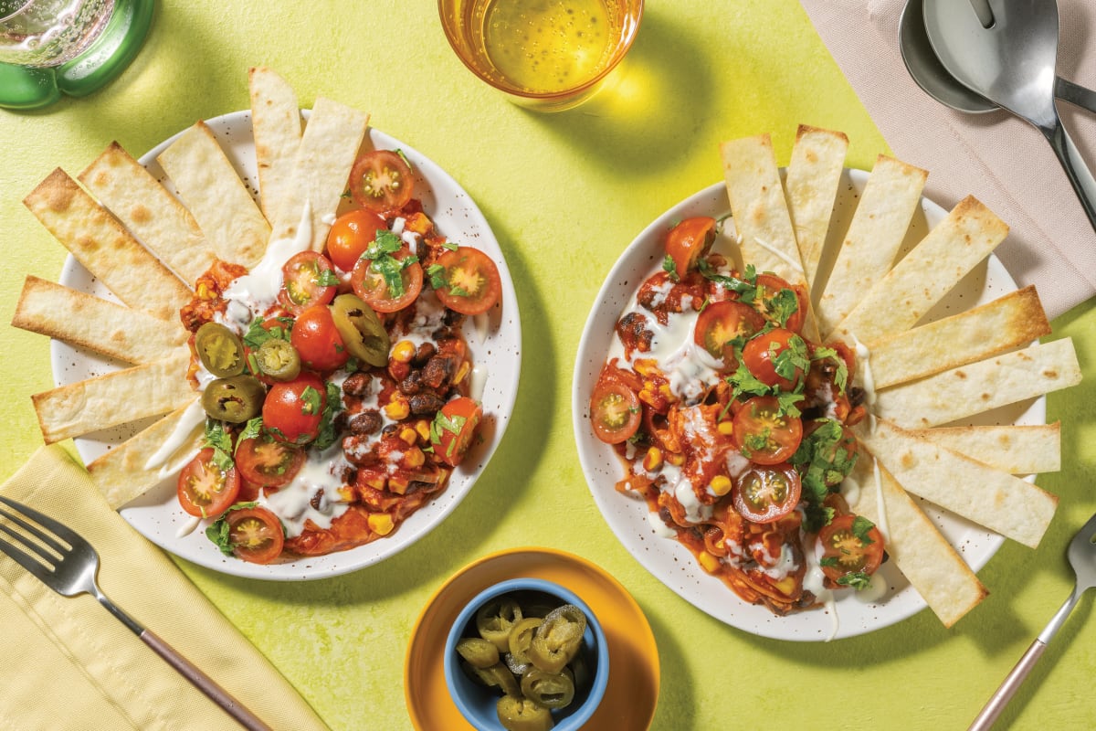 Cheesy Black Bean Loaded Nachos