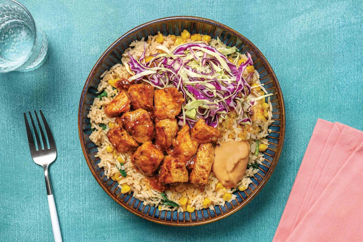 Sticky Prawn & Garlic-Corn Rice Bowl