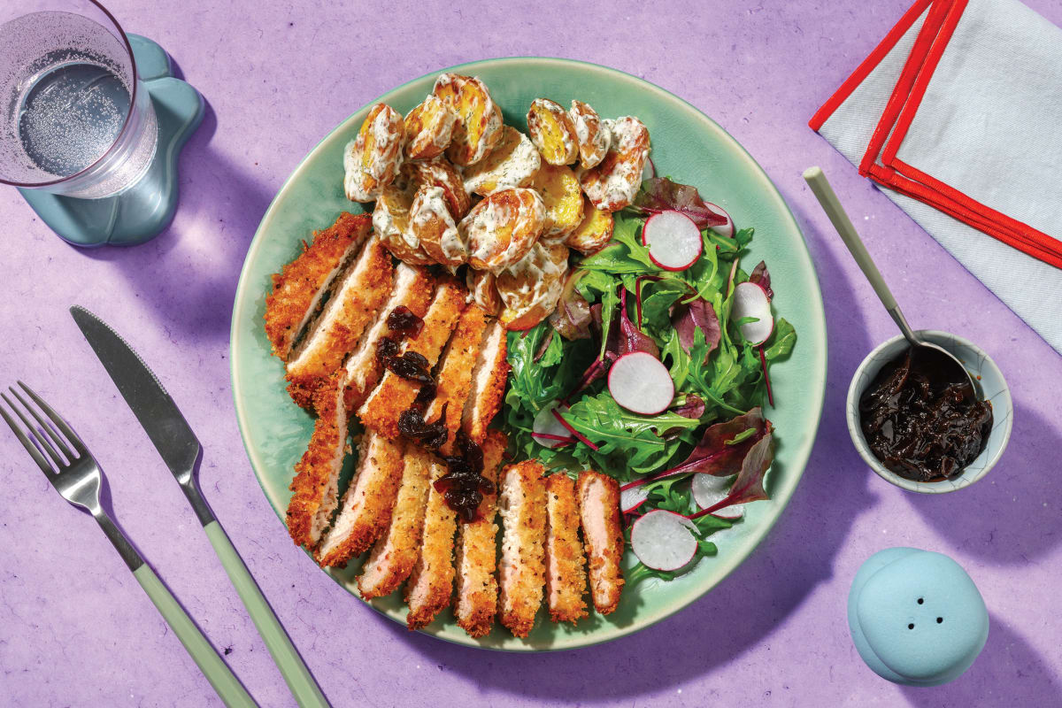 Lemon-Pepper Pork Schnitzel & Radish Salad