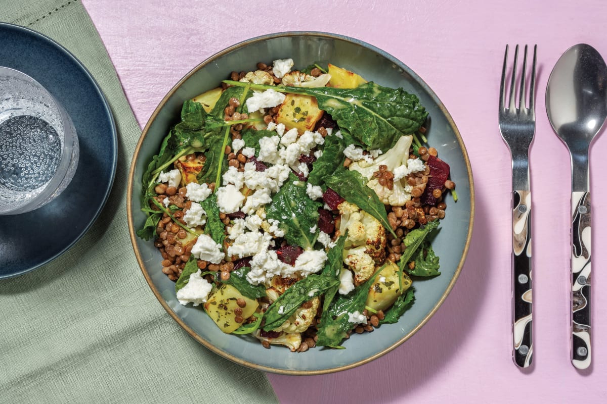 Nourishing Roast Root Veggie & Lentil Salad