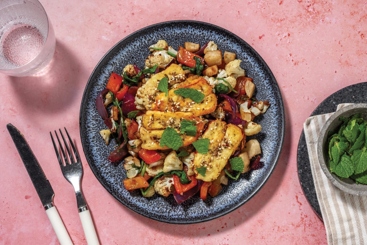 Greek-Style Sesame Haloumi & Roast Veggies