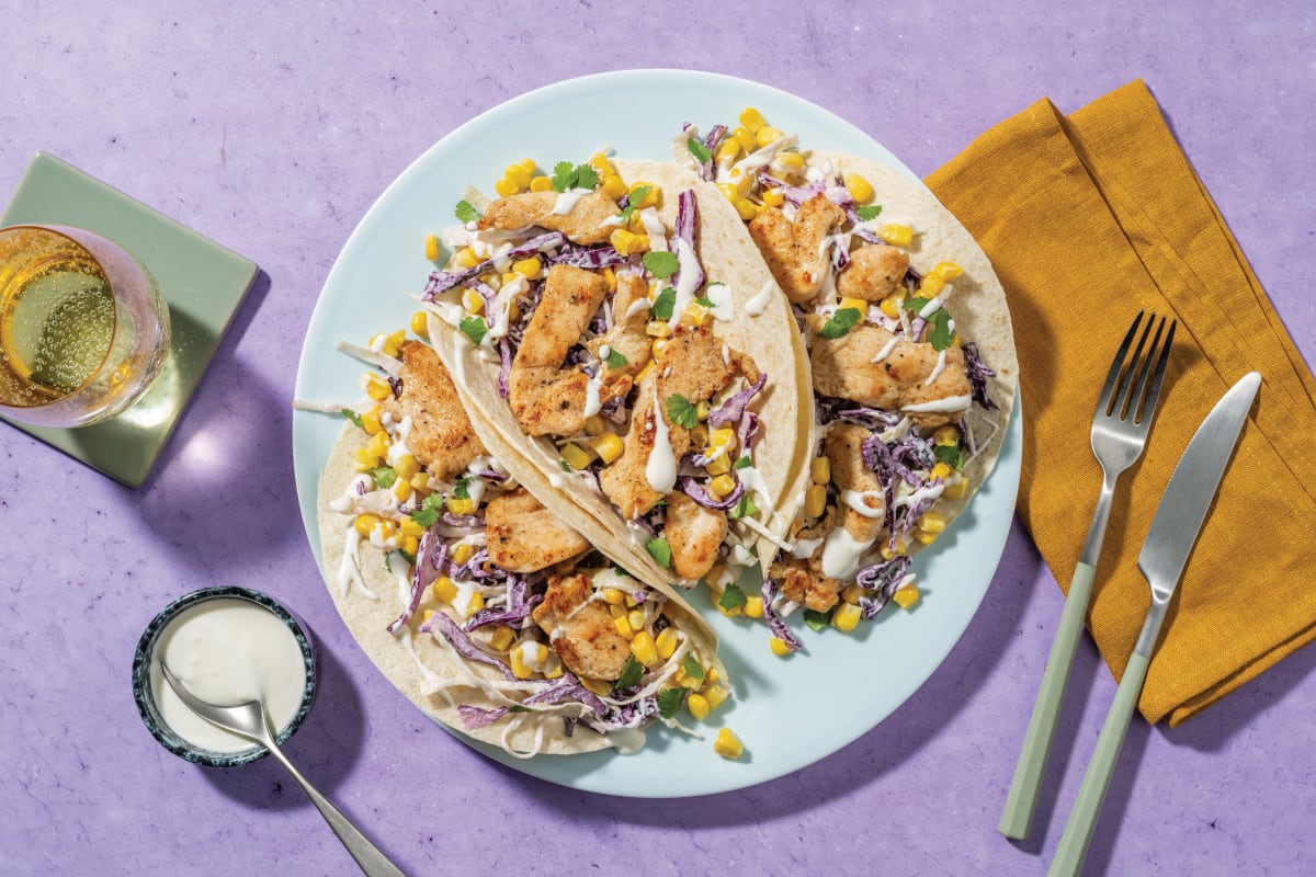 Louisiana Chicken & Corn Tacos