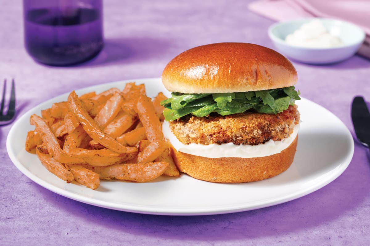 Crumbed Plant-Based 'Beef' & Avocado Burger