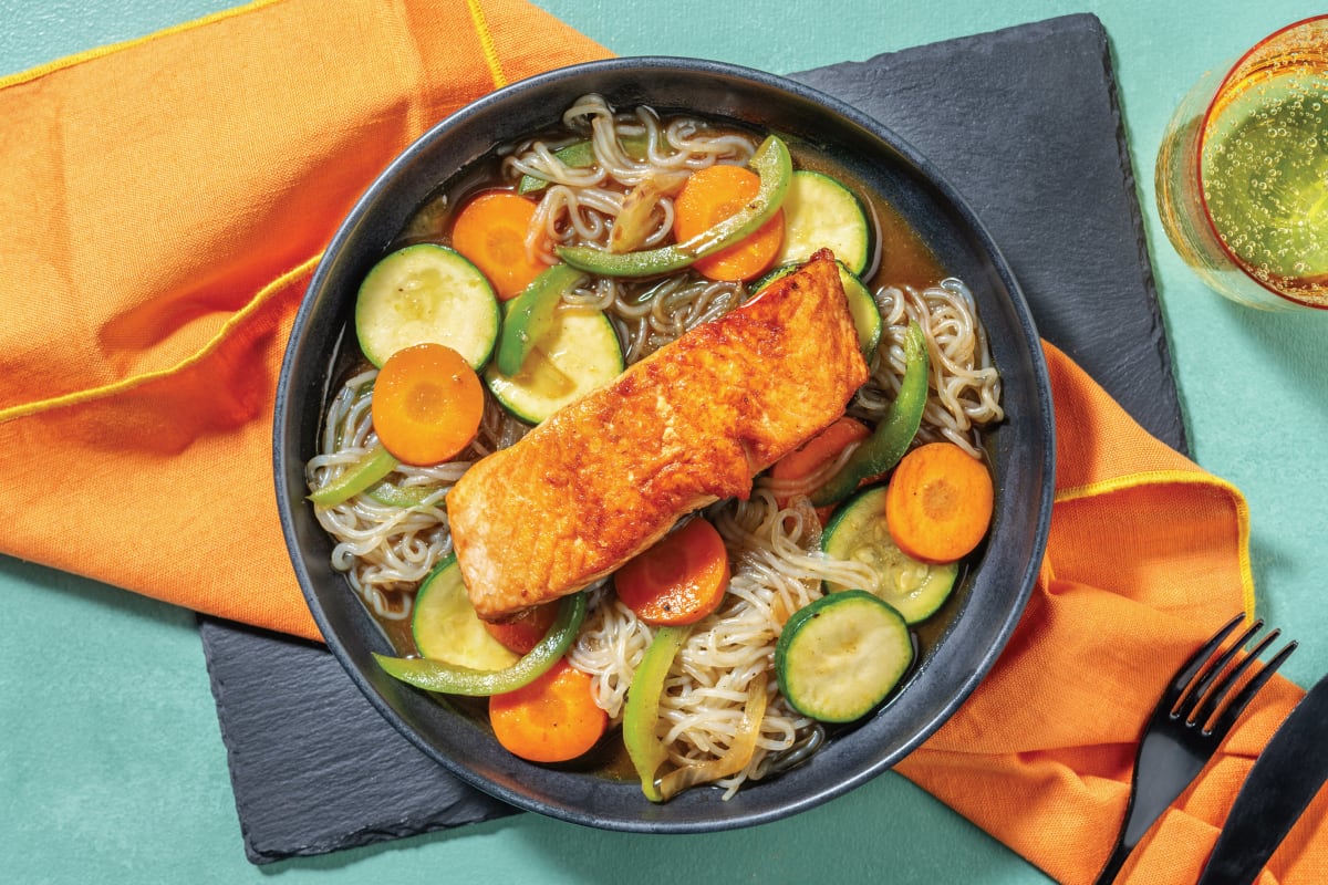 Honey-Soy Salmon & Konjac Noodle Stir-Fry